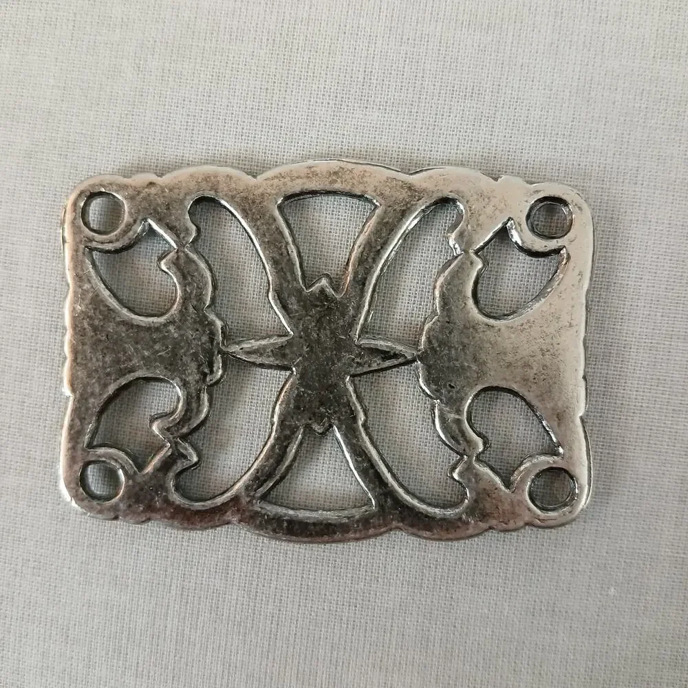 small filigree floral vintage belt buckle scarf slide 2